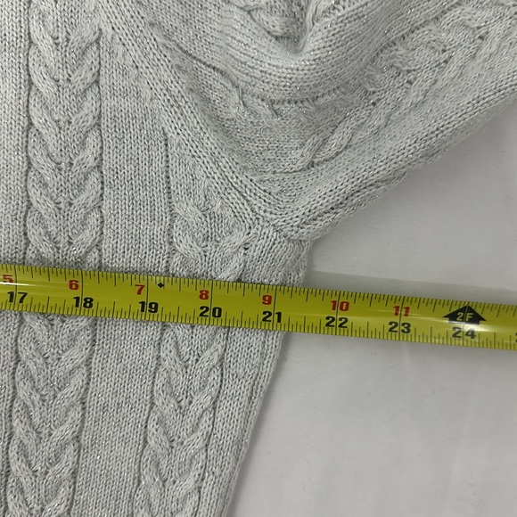 Athleta Crossroads Crew Sweater. Bright White Metallic Cable Knit Wool Blend - Picture 5 of 7